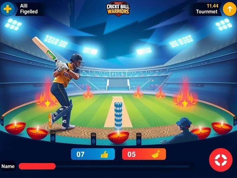 Cricket Ball Warriors gameplay screenshot showing batting interface